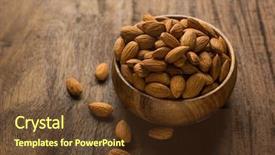  Presentation with almonds - PPT theme consisting of cleaned-almonds-in-a-wooden background and a tawny brown colored foreground