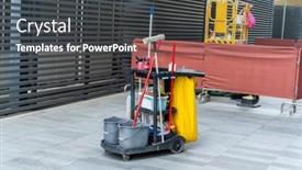  Presentation with household products - Presentation theme consisting of cleaner-cart-in-a-public background and a dark gray colored foreground