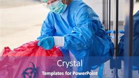  Presentation with hazardous waste - Cool new PPT layouts with cleaner-checking-the-disposal backdrop and a ocean colored foreground