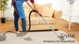  Presentation with room cleaning - Cool new presentation theme with cleaner hoovering carpet in room backdrop and a soft green colored foreground