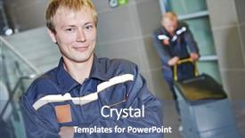  Presentation with cleaning service excel - PPT theme consisting of cleaner in front of cleaning background and a ocean colored foreground