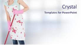  Presentation with mopping - PPT layouts featuring black rubber gloves - cleaner mopping with wet floor background and a  colored foreground