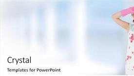  Presentation with tired - Beautiful PPT layouts featuring black rubber gloves - cleaner tired with mop backdrop and a  colored foreground