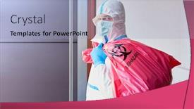  Presentation with hospital waste - Audience pleasing slides consisting of cleaner-when-disposing-of-infectious backdrop and a light blue colored foreground