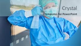  Presentation with disinfectant - Audience pleasing slide set consisting of cleaner-with-disinfectant-in-protective backdrop and a light blue colored foreground