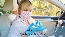  Presentation with face mask - Colorful presentation theme enhanced with cleaner-with-face-mask-uses backdrop and a light blue colored foreground