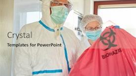  Presentation with covid coronavirus - Slides enhanced with cleaners-at-waste-disposal background and a light gray colored foreground