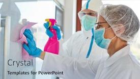  Presentation with covid coronavirus - PPT theme consisting of cleaners-cleaning-and-disinfecting background and a light blue colored foreground