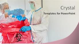  Presentation with clothing - Audience pleasing slide deck consisting of cleaners-in-protective-clothing-dispose backdrop and a light gray colored foreground
