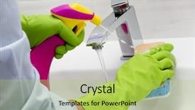  Presentation with cleaning - PPT theme featuring cleaning - cleaning bathroom sink background and a yellow colored foreground