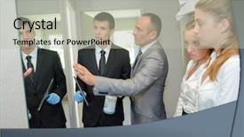  Presentation with supervision - Beautiful presentation design featuring cleaning a mirror under supervision backdrop and a mint green colored foreground