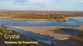  Presentation with siberia - Presentation featuring cleaning and deepening by a dredger on the river ob river siberia russia background and a tawny brown colored foreground