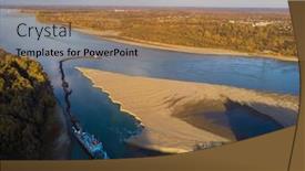  Presentation with siberia - Cool new presentation design with cleaning and deepening by a dredger on the river ob river siberia russia backdrop and a coral colored foreground