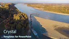  Presentation with siberia - Presentation theme enhanced with cleaning and deepening by a dredger on the river ob river siberia russia background and a tawny brown colored foreground