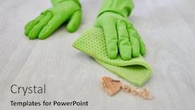  Presentation with cleaning - Slide set enhanced with cleaning-assistant-s-hands background and a light gray colored foreground