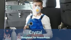  Presentation with car cleaning - Amazing slide set having cleaning car salon in body backdrop and a ocean colored foreground