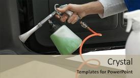  Presentation with car cleaning - Presentation design having cleaning car salon in body background and a mint green colored foreground