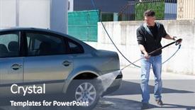  Presentation with car cleaning - Audience pleasing presentation consisting of cleaning car using high pressure backdrop and a ocean colored foreground