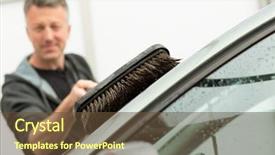  Presentation with car cleaning - Beautiful presentation featuring cleaning car using high pressure backdrop and a tawny brown colored foreground