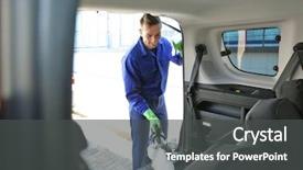  Presentation with car cleaning - Presentation design enhanced with cleaning car with hot steam background and a  colored foreground