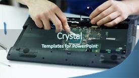  Presentation with circuit board - Theme with cleaning circuit board in laptop background and a ocean colored foreground