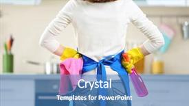  Presentation with fluid - Beautiful presentation featuring cleaning concept woman with washing backdrop and a teal colored foreground