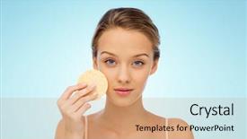  Presentation with skincare - Cool new slides with cleaning face with exfoliating sponge backdrop and a coral colored foreground
