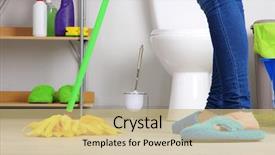  Presentation with room cleaning - Audience pleasing presentation theme consisting of cleaning floor in room close backdrop and a  colored foreground