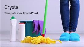  Presentation with room cleaning - Audience pleasing presentation theme consisting of cleaning floor in room close backdrop and a sky blue colored foreground