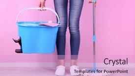  Presentation with room cleaning - Slide deck featuring cleaning floor in room close background and a lemonade colored foreground