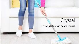  Presentation with room cleaning - Slides having cleaning floor in room close background and a white colored foreground