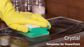  Presentation with cleaning - Presentation theme consisting of cleaning-glass-ceramic-cooktop-using background and a  colored foreground