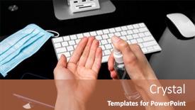  Presentation with corona virus - Beautiful slides featuring cleaning-hand-to-prevent-corona backdrop and a coral colored foreground