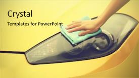  Presentation with car cleaning - PPT layouts featuring cleaning headlight of yellow car background and a blonde colored foreground