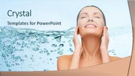  Presentation with water well - Presentation design enhanced with cleaning her face over water background and a sky blue colored foreground
