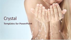  Presentation with treatment - Amazing PPT layouts having cleaning her face with water backdrop and a lemonade colored foreground