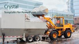  Presentation with bulldozer - Amazing theme having cleaning industrial - bulldozer loads snow to truck backdrop and a sky blue colored foreground