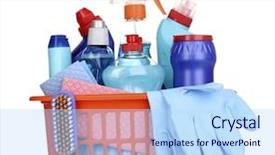  Presentation with plastic manufacturers - Slide deck enhanced with cleaning items in plastic basket background and a light blue colored foreground