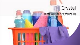  Presentation with plastic - Slides having cleaning items in plastic basket background and a white colored foreground