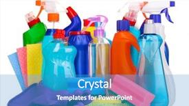  Presentation with frames isolated on white brown - Presentation design with cleaning items isolated on white background and a teal colored foreground