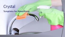  Presentation with kitchen sink splash - Slides enhanced with cleaning kitchen sink close-up background and a sky blue colored foreground