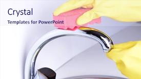  Presentation with cleaning - Beautiful theme featuring cleaning kitchen sink close-up backdrop and a sky blue colored foreground