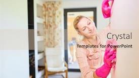  Presentation with cleaning - PPT layouts consisting of cleaning-lady-or-cleaner background and a lemonade colored foreground