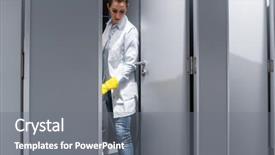  Presentation with mopping - PPT theme featuring cleaning lady or janitor mopping background and a gray colored foreground