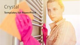  Presentation with bathroom - Slides having cleaning-lady-wipes-radiator background and a lemonade colored foreground