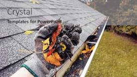  Presentation with autumn leaves - Audience pleasing PPT theme consisting of drainage - cleaning leaves and debris backdrop and a light gray colored foreground
