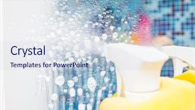  Presentation with disable person empowerment - Beautiful PPT theme featuring cleaning mirror with spray detergent backdrop and a sky blue colored foreground