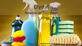 Presentation with cleaning - Cool new PPT theme with cleaning products and sunshine backdrop and a gold colored foreground