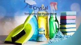  Presentation with cleaning - Beautiful presentation theme featuring cleaning products home work colorful backdrop and a light blue colored foreground