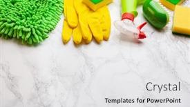  Presentation with household products - Beautiful theme featuring cleaning-products-household-chemicals-spray backdrop and a white colored foreground
